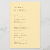 ミニマリストバターイエローバジェット結婚式 プログラム チラシ (正面)