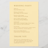 ミニマリストバターイエローバジェット結婚式 プログラム チラシ (裏面)