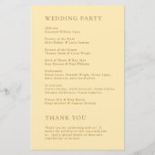 ミニマリストバターイエローモダン結婚式 プログラム (裏面)