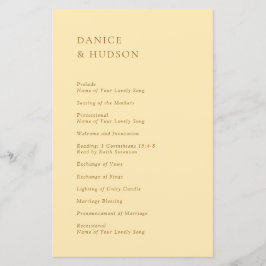 ミニマリストバターイエローモダン結婚式 プログラム