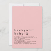 ミニマリストバックヤードベビーQ BBQシャワーピンク 招待状 (正面)