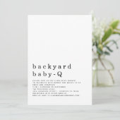 ミニマリストバックヤードベビーQ BBQシャワー 招待状 (スタンド正面)