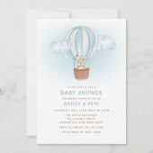 ミニマリストバニーバルーンママへビー赤ちゃんシャワー 招待状 (正面)