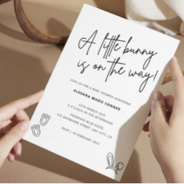 ミニマリストバニーベビーシャワー招待状ウサギ 招待状