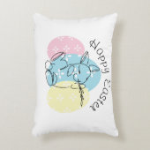 ミニマリストバニーラインアートイースターエッグ春 アクセントクッション (正面(垂直))