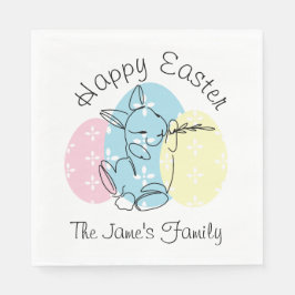ミニマリストバニーラインアートイースターエッグ春 スタンダードランチョンナプキン