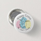 ミニマリストバニーラインアートイースターエッグ春 缶バッジ (正面&裏面)