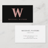 ミニマリストバラ・モノグラム・ロゴ・エンボス効果 名刺 (正面/裏面)