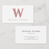 ミニマリストバラ・モノグラム・ロゴ・エンボス効果Busi 名刺 (正面/裏面)