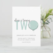 ミニマリストバルーン第2誕生日招待状 招待状 (スタンド正面)