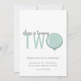 ミニマリストバルーン第2誕生日招待状 招待状