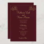 ミニマリストバーガンデーワインデザイン 招待状 (正面/裏面)