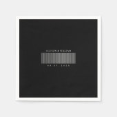 ミニマリストバーコードシック：ブラック&ホワイト結婚ズ スタンダードカクテルナプキン (正面)
