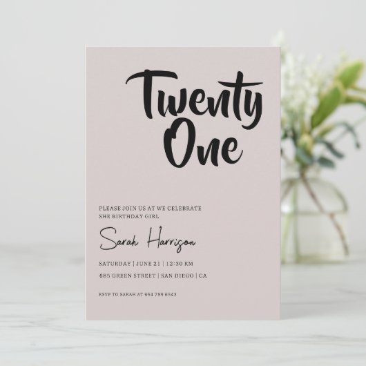 ミニマリストバースデーパーティー招待状ボホ誕生日 招待状 (スタンド正面)