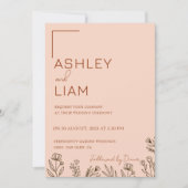 ミニマリストバーンオレンジテラコッタ結婚ズ 招待状 (正面)