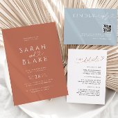 ミニマリストバーンオレンジハート結婚式招待状 招待状