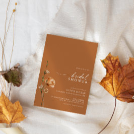 ミニマリストバーンオレンジワイルドフラワーブライダルシャワー 招待状