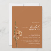 ミニマリストバーンオレンジワイルドフラワーブライダルシャワー 招待状 (正面)