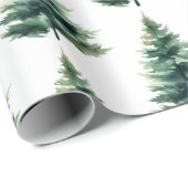 ミニマリストパインツリーグリーンクリスマスホリデー ラッピングペーパー (ロールコーナー)