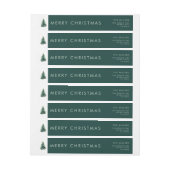 ミニマリストパインツリーグリーンクリスマスホリデー ラップアラウンドラベル (シート)