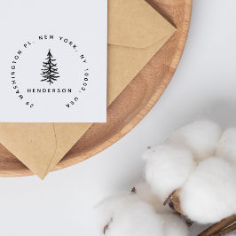 ミニマリストパインツリーシンプル差出人住所 ラバースタンプ