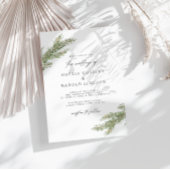 ミニマリストパインツリーブランチ冬の結婚式 招待状