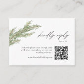 ミニマリストパインツリーブランチ冬QRコードRSVP エンクロージャーカード (正面)