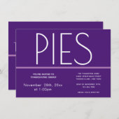 ミニマリストパイ感謝祭ディナー 招待状 (正面/裏面)