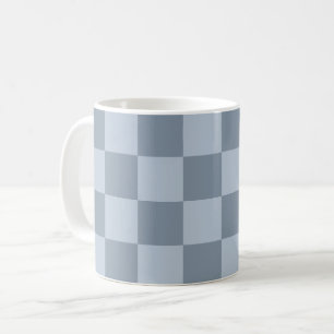 ミニマリストパウダーブルーチェッカーボードパターン コーヒーマグカップ