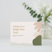 ミニマリストパステルと金ゴールド抽象芸術新年 シーズンポストカード (スタンド正面)