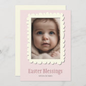 ミニマリストパステルイエローフォトイースター シーズンカード (正面/裏面)