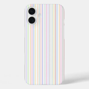 ミニマリストパステルカラフル縦線 iPhone 16 PLUSケース