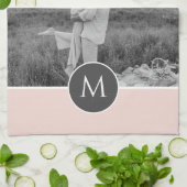 ミニマリストパステルパーソナライズされたピンク名&写真 キッチンタオル (折り畳み)