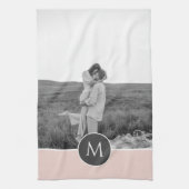ミニマリストパステルパーソナライズされたピンク名&写真 キッチンタオル (縦)