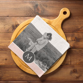 ミニマリストパステルパーソナライズされたピンク名&写真 キッチンタオル