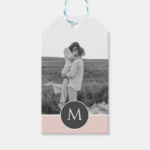 ミニマリストパステルパーソナライズされたピンク名&写真 ギフトタグ (正面)