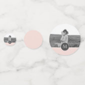 ミニマリストパステルパーソナライズされたピンク名&写真 コンフェッティ (正面)