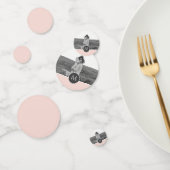 ミニマリストパステルパーソナライズされたピンク名&写真 コンフェッティ (グループ)