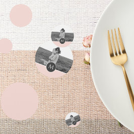 ミニマリストパステルパーソナライズされたピンク名&写真 コンフェッティ