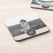 ミニマリストパステルパーソナライズされたピンク名&写真 コースター (左側)