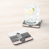 ミニマリストパステルパーソナライズされたピンク名&写真 コースター (右側)