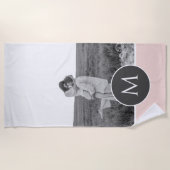 ミニマリストパステルパーソナライズされたピンク名&写真 ビーチタオル (正面)