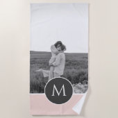 ミニマリストパステルパーソナライズされたピンク名&写真 ビーチタオル (正面)