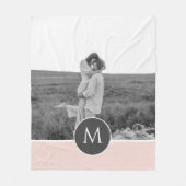 ミニマリストパステルパーソナライズされたピンク名&写真 フリースブランケット (正面)