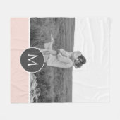 ミニマリストパステルパーソナライズされたピンク名&写真 フリースブランケット (正面(横))