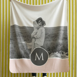 ミニマリストパステルパーソナライズされたピンク名&写真 フリースブランケット