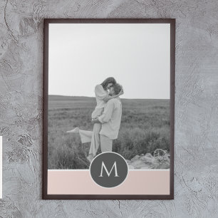 ミニマリストパステルパーソナライズされたピンク名&写真 ポスター