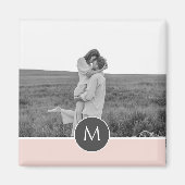 ミニマリストパステルパーソナライズされたピンク名&写真 マグネット (正面)