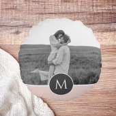 ミニマリストパステルパーソナライズされたピンク名&写真 ラウンドクッション