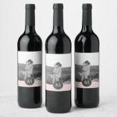 ミニマリストパステルパーソナライズされたピンク名&写真 ワインラベル (ボトル)